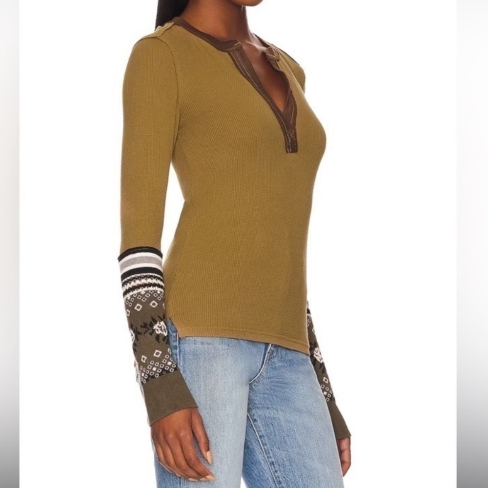 Free people women Sweater Mikah Layering Cuff army combo new SZ S,M long sleeve